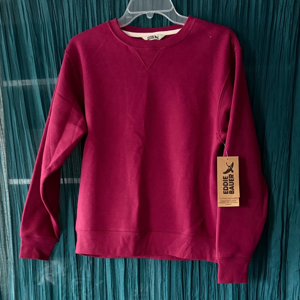 Eddie Bauer Women's Deep Red Crew Neck Sweater